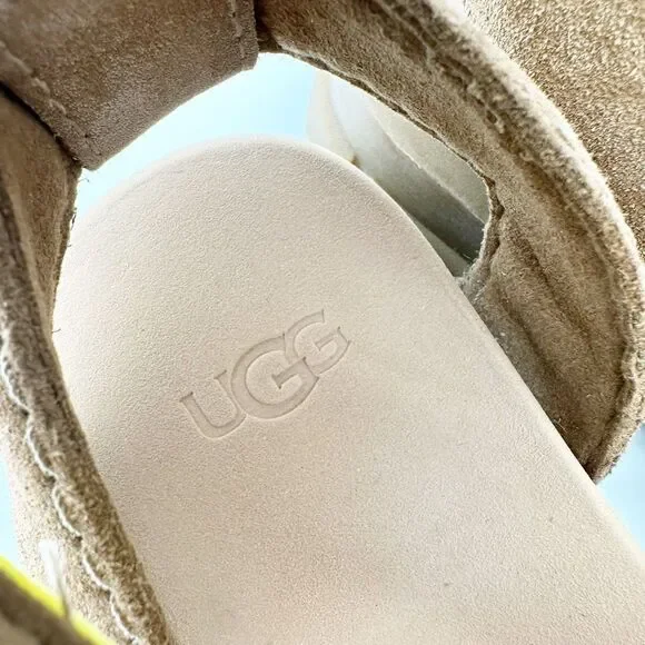 UGG Ashton Heritage Ankle Strap Lug Heel Chunky Sandals Size 7 Crochet Brown Red - Picture 9 of 11